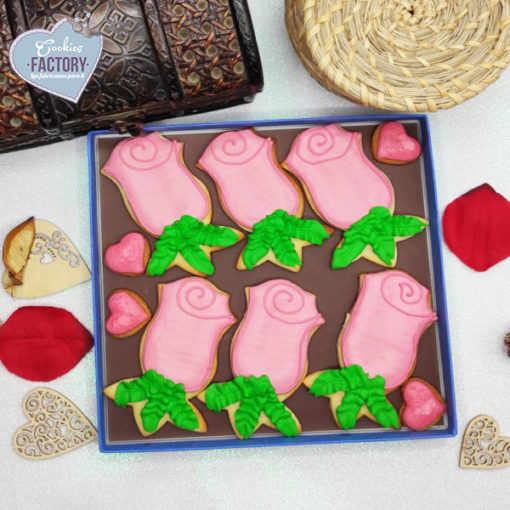 caja galletas personalizadas San Valentin rosas rosas