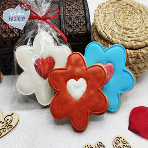 galletas decoradas san valentin flores con corazón